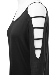 WT1803 Womens 3/4 sleeve Hollowed Out Shoulder Top T Shirts