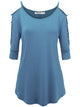 WT1803 Womens 3/4 sleeve Hollowed Out Shoulder Top T Shirts