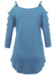 WT1803 Womens 3/4 sleeve Hollowed Out Shoulder Top T Shirts