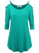 WT1803 Womens 3/4 sleeve Hollowed Out Shoulder Top T Shirts