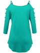WT1803 Womens 3/4 sleeve Hollowed Out Shoulder Top T Shirts