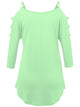 WT1803 Womens 3/4 sleeve Hollowed Out Shoulder Top T Shirts