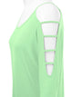 WT1803 Womens 3/4 sleeve Hollowed Out Shoulder Top T Shirts