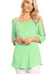 WT1803 Womens 3/4 sleeve Hollowed Out Shoulder Top T Shirts