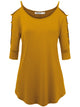 WT1803 Womens 3/4 sleeve Hollowed Out Shoulder Top T Shirts