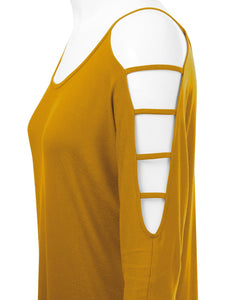 WT1803 Womens 3/4 sleeve Hollowed Out Shoulder Top T Shirts