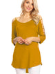 WT1803 Womens 3/4 sleeve Hollowed Out Shoulder Top T Shirts