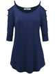 WT1803 Womens 3/4 sleeve Hollowed Out Shoulder Top T Shirts