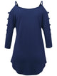 WT1803 Womens 3/4 sleeve Hollowed Out Shoulder Top T Shirts