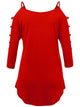 WT1803 Womens 3/4 sleeve Hollowed Out Shoulder Top T Shirts