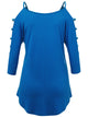 WT1803 Womens 3/4 sleeve Hollowed Out Shoulder Top T Shirts