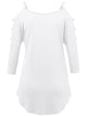 WT1803 Womens 3/4 sleeve Hollowed Out Shoulder Top T Shirts