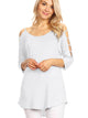 WT1803 Womens 3/4 sleeve Hollowed Out Shoulder Top T Shirts