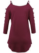 WT1803 Womens 3/4 sleeve Hollowed Out Shoulder Top T Shirts