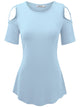 WT1805 Women's Short Sleeve Loose Strappy Open Shoulder Tops