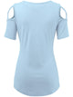 WT1805 Women's Short Sleeve Loose Strappy Open Shoulder Tops