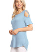WT1805 Women's Short Sleeve Loose Strappy Open Shoulder Tops