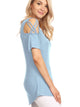 WT1805 Women's Short Sleeve Loose Strappy Open Shoulder Tops