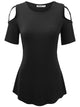 WT1805 Women's Short Sleeve Loose Strappy Open Shoulder Tops