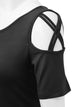 WT1805 Women's Short Sleeve Loose Strappy Open Shoulder Tops