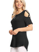 WT1805 Women's Short Sleeve Loose Strappy Open Shoulder Tops