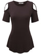 WT1805 Women's Short Sleeve Loose Strappy Open Shoulder Tops