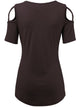 WT1805 Women's Short Sleeve Loose Strappy Open Shoulder Tops