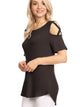 WT1805 Women's Short Sleeve Loose Strappy Open Shoulder Tops