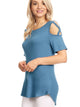 WT1805 Women's Short Sleeve Loose Strappy Open Shoulder Tops