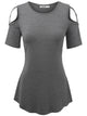WT1805 Women's Short Sleeve Loose Strappy Open Shoulder Tops