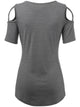 WT1805 Women's Short Sleeve Loose Strappy Open Shoulder Tops