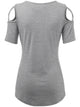 WT1805 Women's Short Sleeve Loose Strappy Open Shoulder Tops