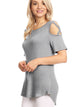 WT1805 Women's Short Sleeve Loose Strappy Open Shoulder Tops