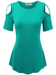 WT1805 Women's Short Sleeve Loose Strappy Open Shoulder Tops