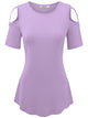 WT1805 Women's Short Sleeve Loose Strappy Open Shoulder Tops