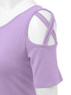 WT1805 Women's Short Sleeve Loose Strappy Open Shoulder Tops