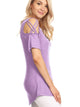 WT1805 Women's Short Sleeve Loose Strappy Open Shoulder Tops
