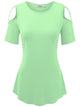 WT1805 Women's Short Sleeve Loose Strappy Open Shoulder Tops