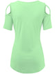 WT1805 Women's Short Sleeve Loose Strappy Open Shoulder Tops