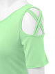 WT1805 Women's Short Sleeve Loose Strappy Open Shoulder Tops