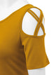 WT1805 Women's Short Sleeve Loose Strappy Open Shoulder Tops