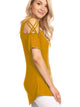 WT1805 Women's Short Sleeve Loose Strappy Open Shoulder Tops