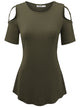 WT1805 Women's Short Sleeve Loose Strappy Open Shoulder Tops