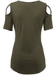 WT1805 Women's Short Sleeve Loose Strappy Open Shoulder Tops
