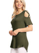 WT1805 Women's Short Sleeve Loose Strappy Open Shoulder Tops