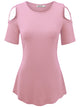 WT1805 Women's Short Sleeve Loose Strappy Open Shoulder Tops