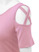 WT1805 Women's Short Sleeve Loose Strappy Open Shoulder Tops
