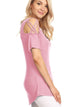WT1805 Women's Short Sleeve Loose Strappy Open Shoulder Tops