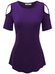 WT1805 Women's Short Sleeve Loose Strappy Open Shoulder Tops
