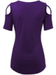 WT1805 Women's Short Sleeve Loose Strappy Open Shoulder Tops